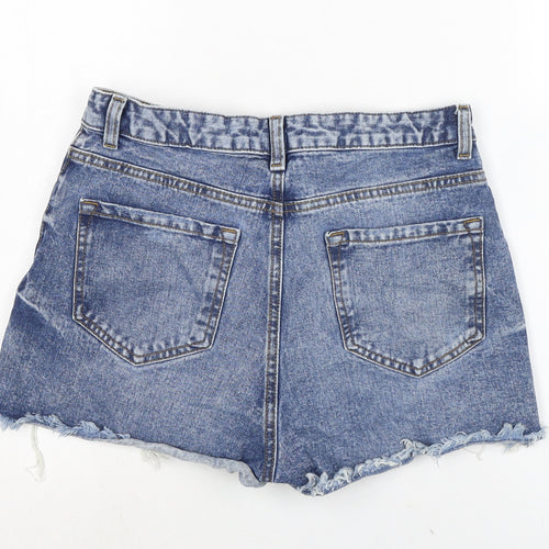 Denim & Co. Womens Blue Cotton Cut-Off Shorts Size 10 Regular Zip