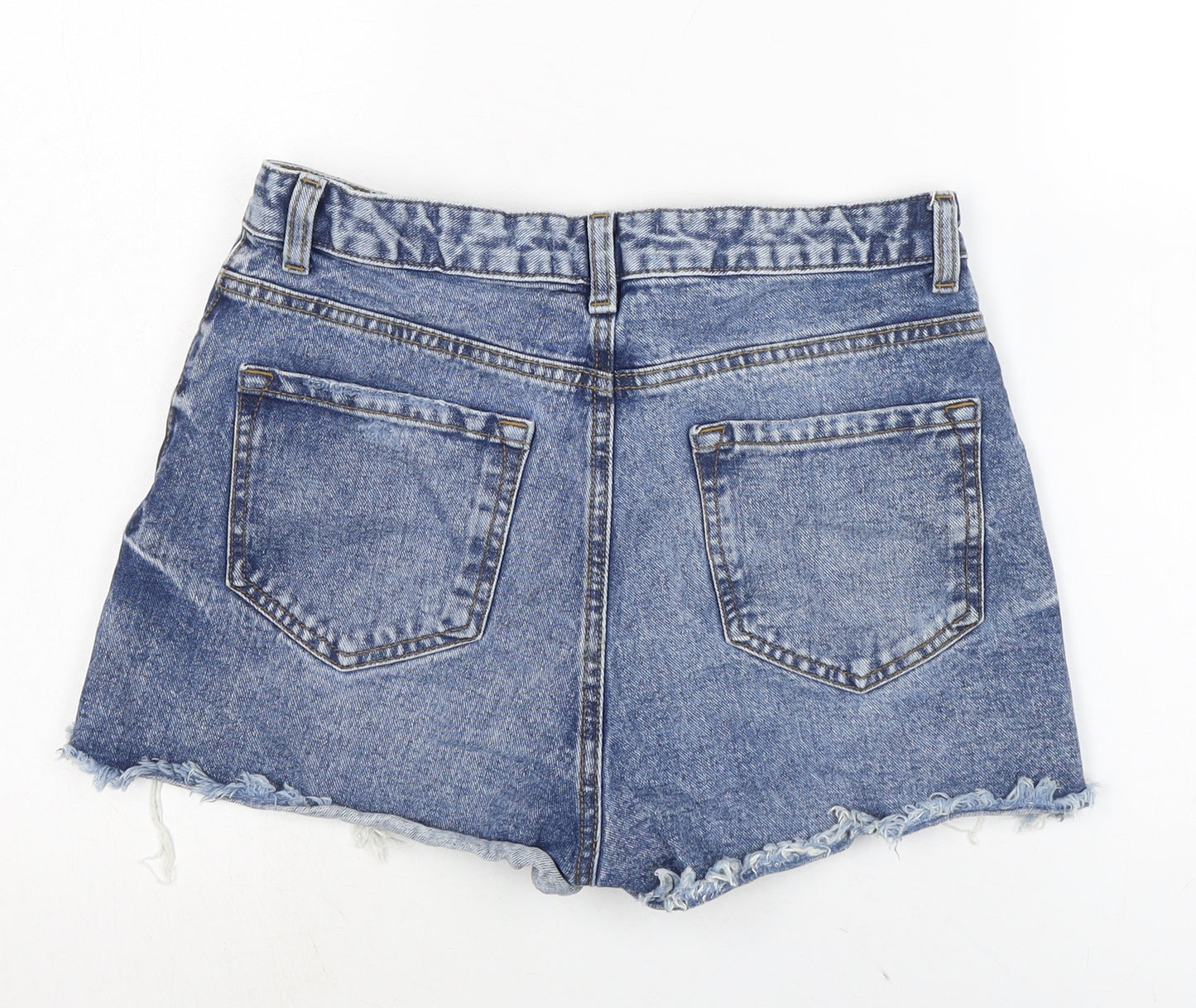 Denim & Co. Womens Blue Cotton Cut-Off Shorts Size 10 Regular Zip