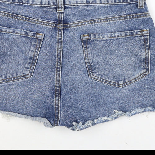 Denim & Co. Womens Blue Cotton Cut-Off Shorts Size 10 Regular Zip