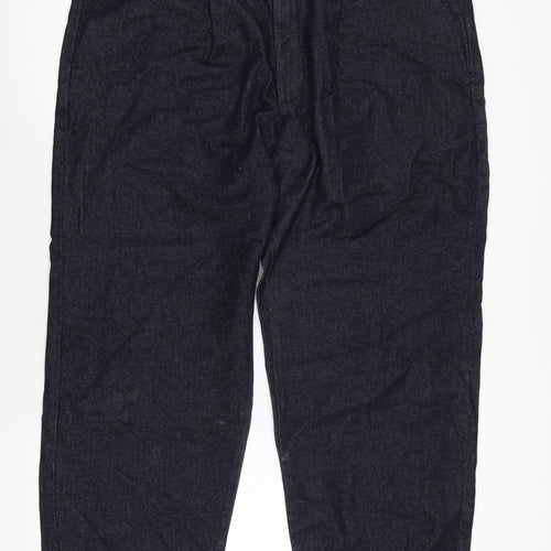 Marks and Spencer Mens Blue Cotton Blend Straight Jeans Size 40 in L29 in Regular Zip