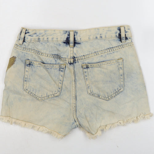 Pep & Co Womens Blue Cotton Culotte Shorts Size 8 Regular Zip