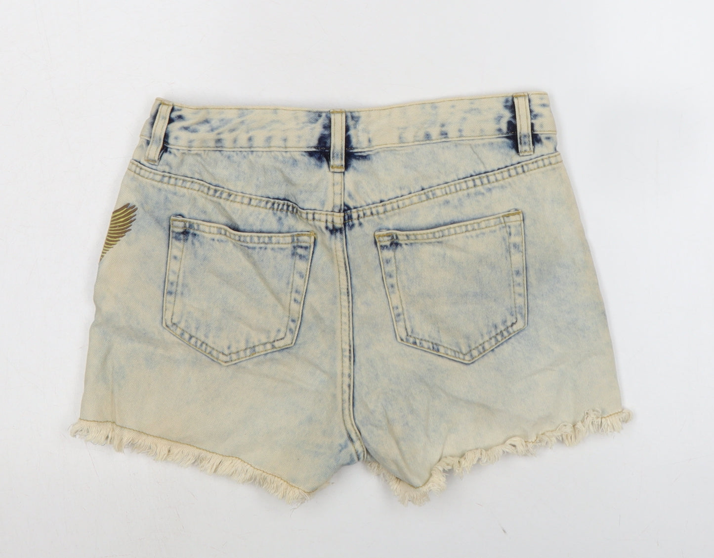 Pep & Co Womens Blue Cotton Culotte Shorts Size 8 Regular Zip