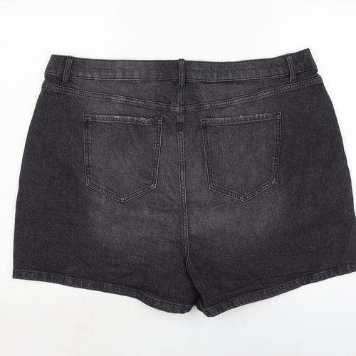 Marks and Spencer Womens Grey Cotton Basic Shorts Size 22 Regular Zip