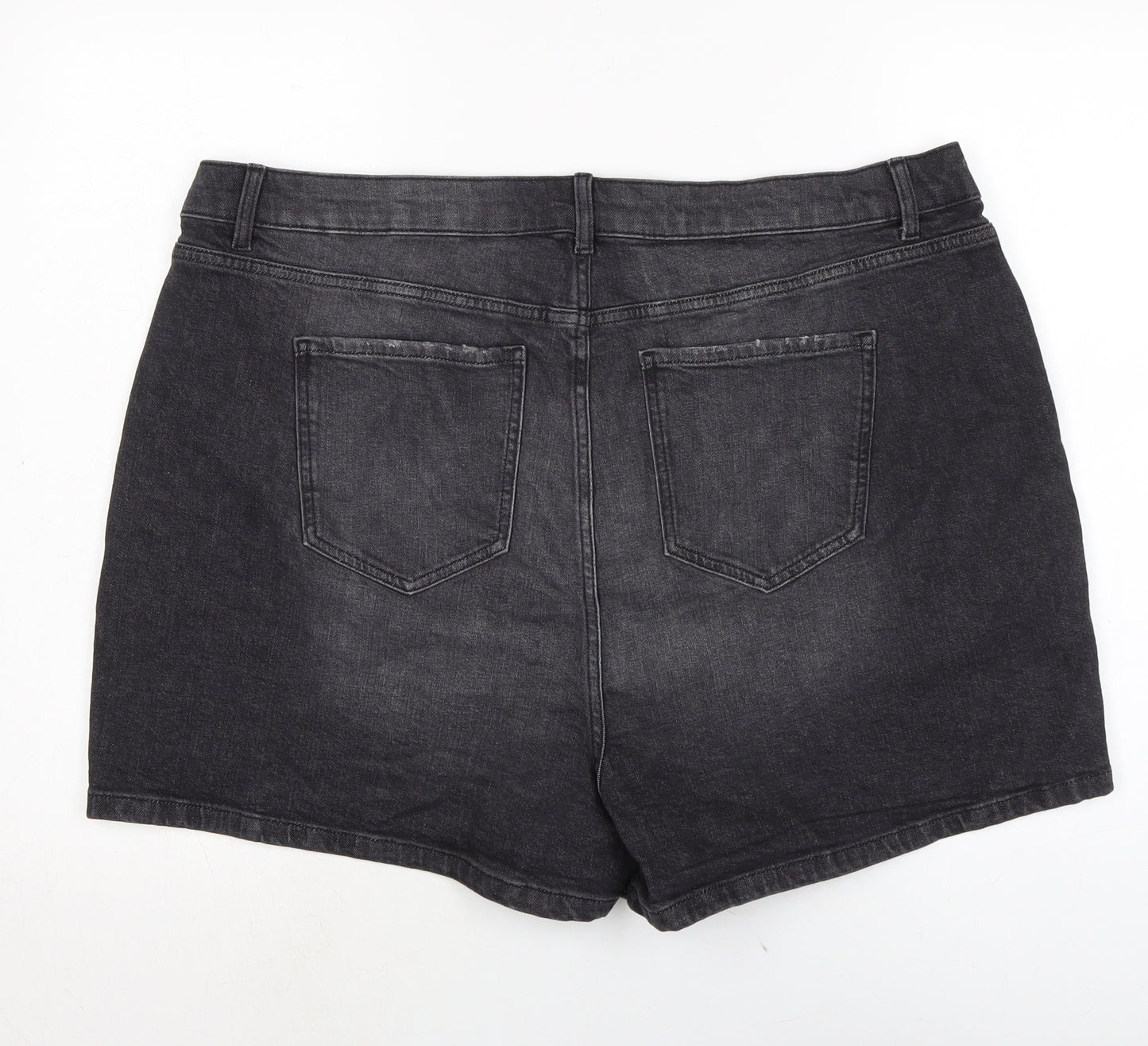 Marks and Spencer Womens Grey Cotton Basic Shorts Size 22 Regular Zip