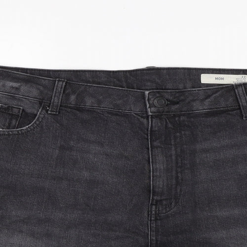 Marks and Spencer Womens Grey Cotton Basic Shorts Size 22 Regular Zip