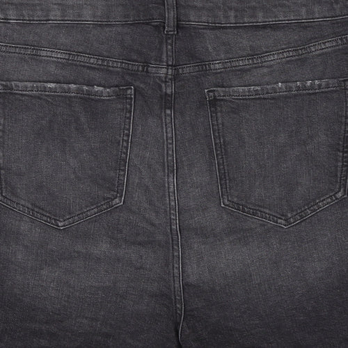 Marks and Spencer Womens Grey Cotton Basic Shorts Size 22 Regular Zip