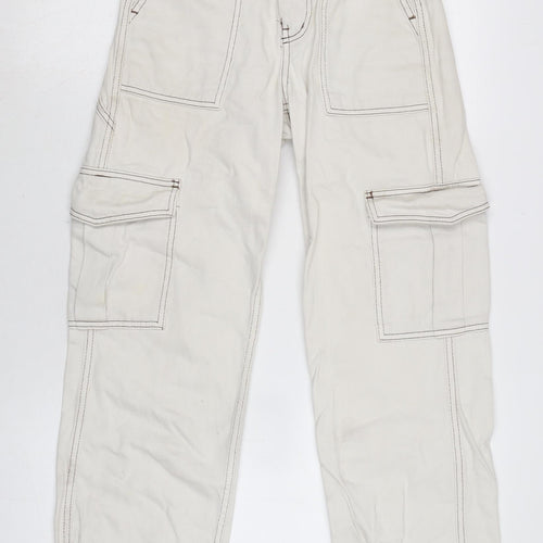 Urban Outfitters Womens Ivory Cotton Blend Straight Jeans Size 24 in L32 in Regular Zip