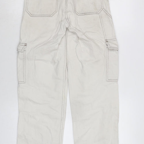 Urban Outfitters Womens Ivory Cotton Blend Straight Jeans Size 24 in L32 in Regular Zip