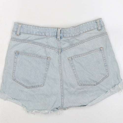 H&M Womens Blue Cotton Cut-Off Shorts Size 8 Regular Zip