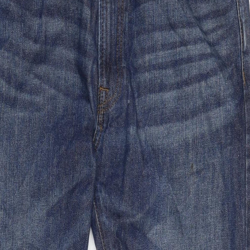 Marks and Spencer Mens Blue Cotton Straight Jeans Size 32 in L31 in Regular Zip