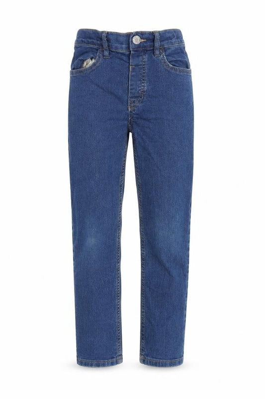 H&M Girls Blue Cotton Blend Straight Jeans Size 8 Years L21 in Regular Zip