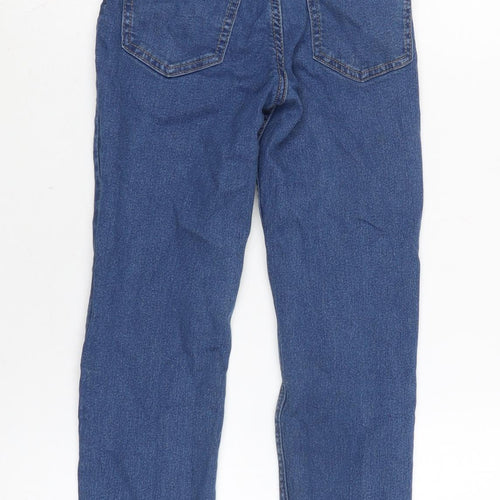 H&M Girls Blue Cotton Blend Straight Jeans Size 8 Years L21 in Regular Zip