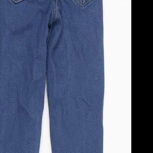 H&M Girls Blue Cotton Blend Straight Jeans Size 8 Years L21 in Regular Zip
