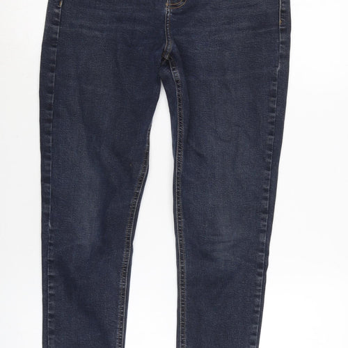 Topshop Womens Blue Cotton Blend Tapered Jeans Size 30 in L32 in Regular Zip