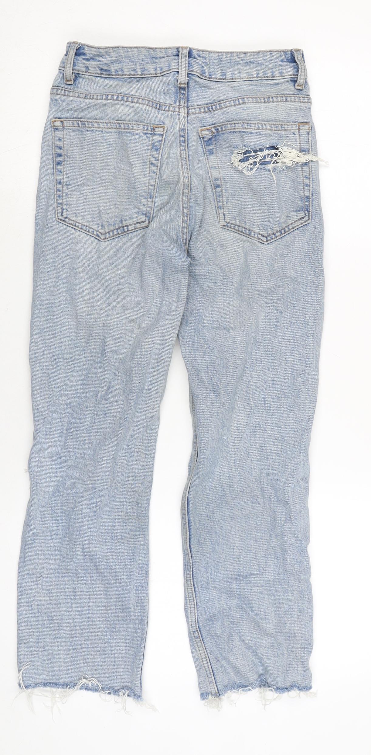 Topshop Womens Blue Cotton Blend Straight Jeans Size 26 in L24 in Regular Zip