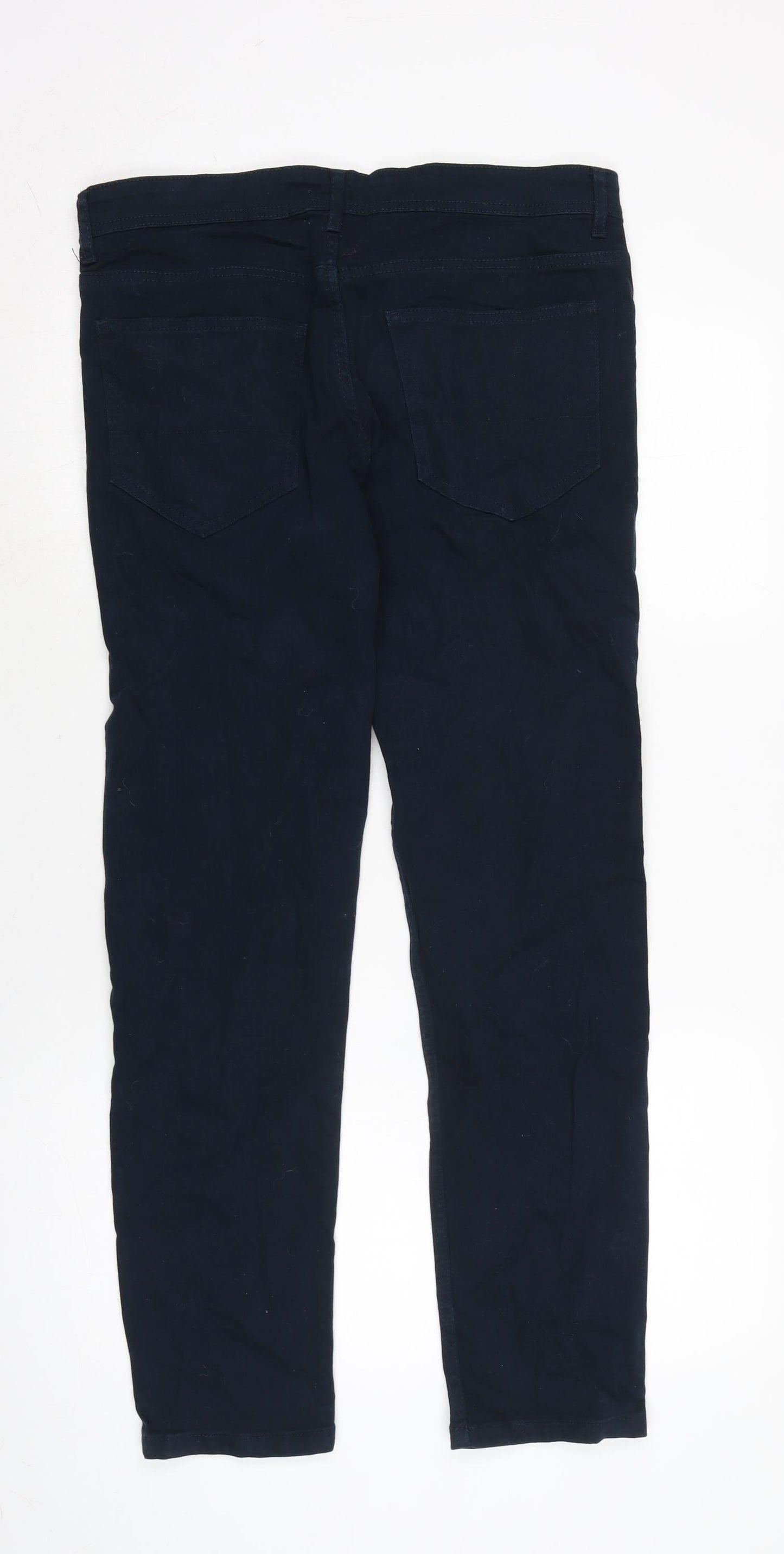 Denim & Co. Mens Blue Cotton Blend Straight Jeans Size 32 in L30 in Extra-Slim Zip