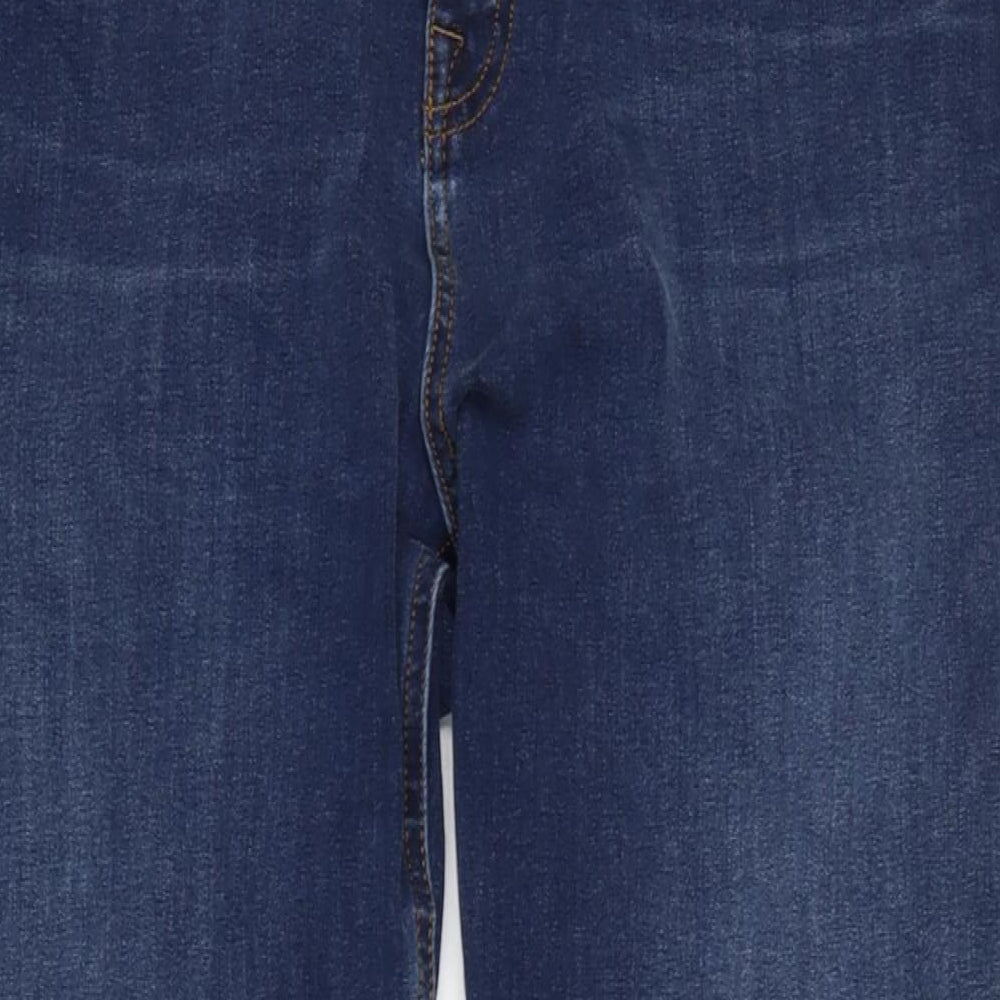 Marks and Spencer Womens Blue Cotton Blend Straight Jeans Size 18 L28 in Regular Zip