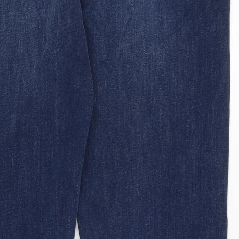 Marks and Spencer Womens Blue Cotton Blend Straight Jeans Size 18 L28 in Regular Zip