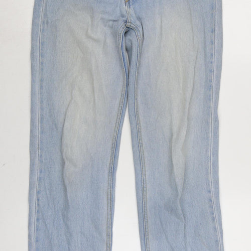 H&M Womens Blue Cotton Straight Jeans Size 4 L29 in Regular Zip