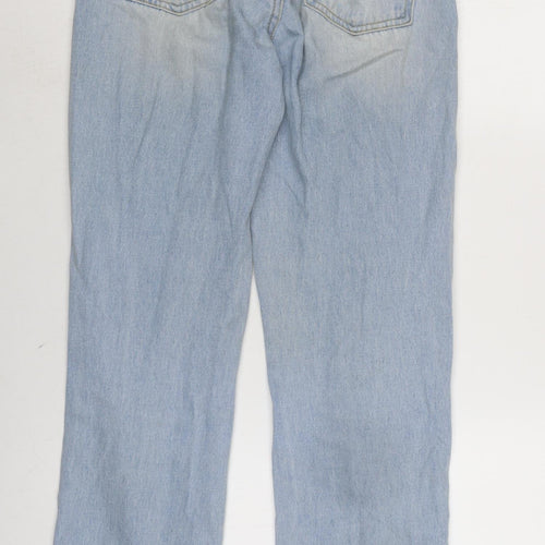 H&M Womens Blue Cotton Straight Jeans Size 4 L29 in Regular Zip