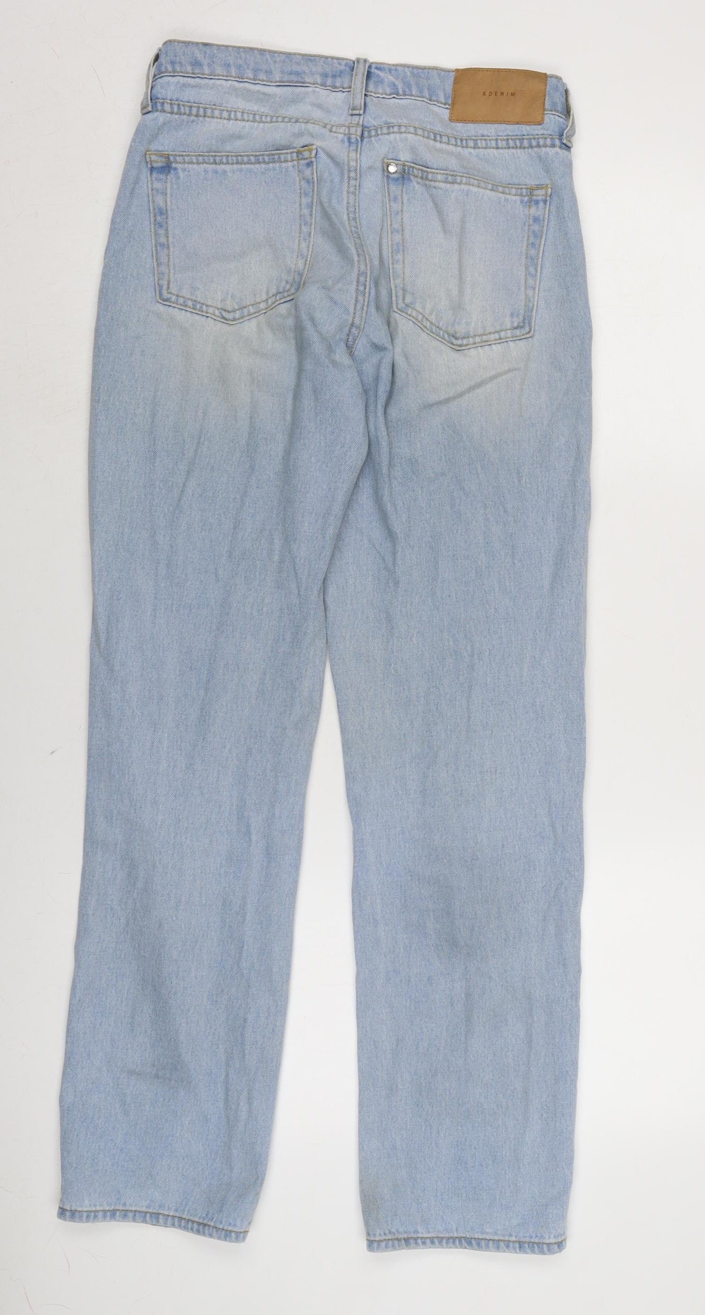 H&M Womens Blue Cotton Straight Jeans Size 4 L29 in Regular Zip