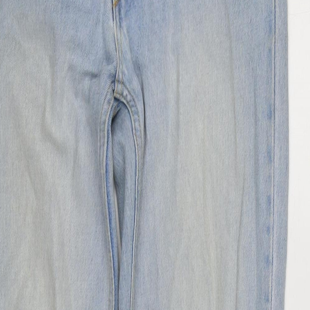 H&M Womens Blue Cotton Straight Jeans Size 4 L29 in Regular Zip