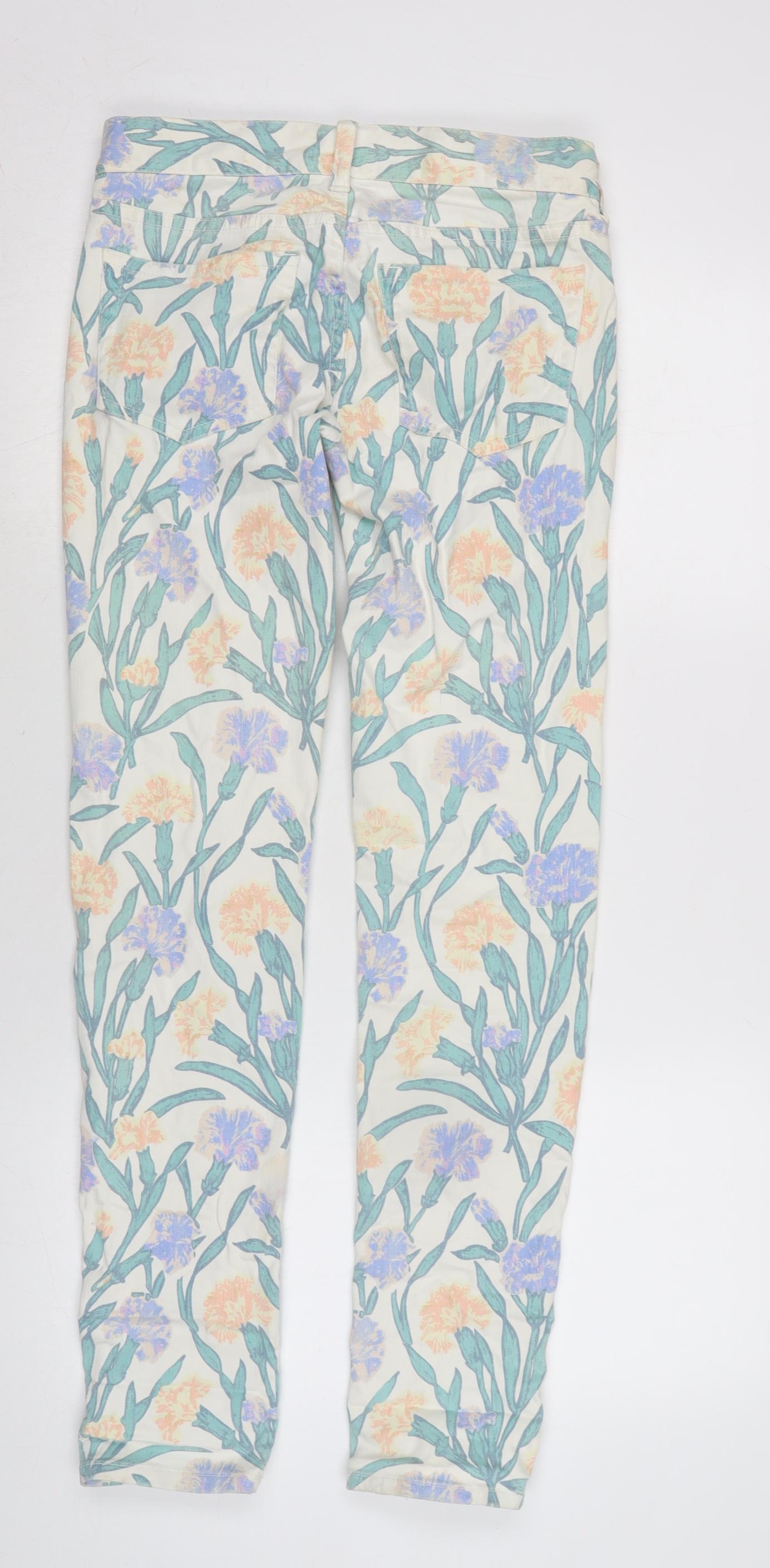 French Connection Womens Multicoloured Floral Cotton Blend Skinny Jeans Size 6 L31 in Regular Zip