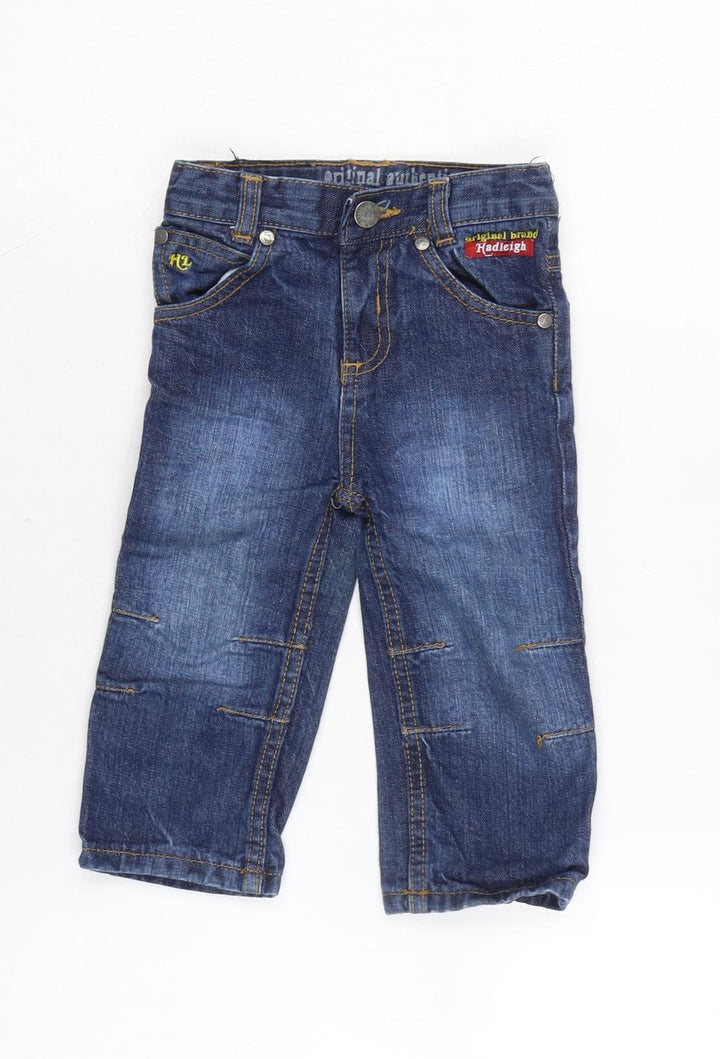 Hadleigh Boys Blue Cotton Capri Jeans Size 12-18 Months Button - Inside Leg 11in - waist 18 In.