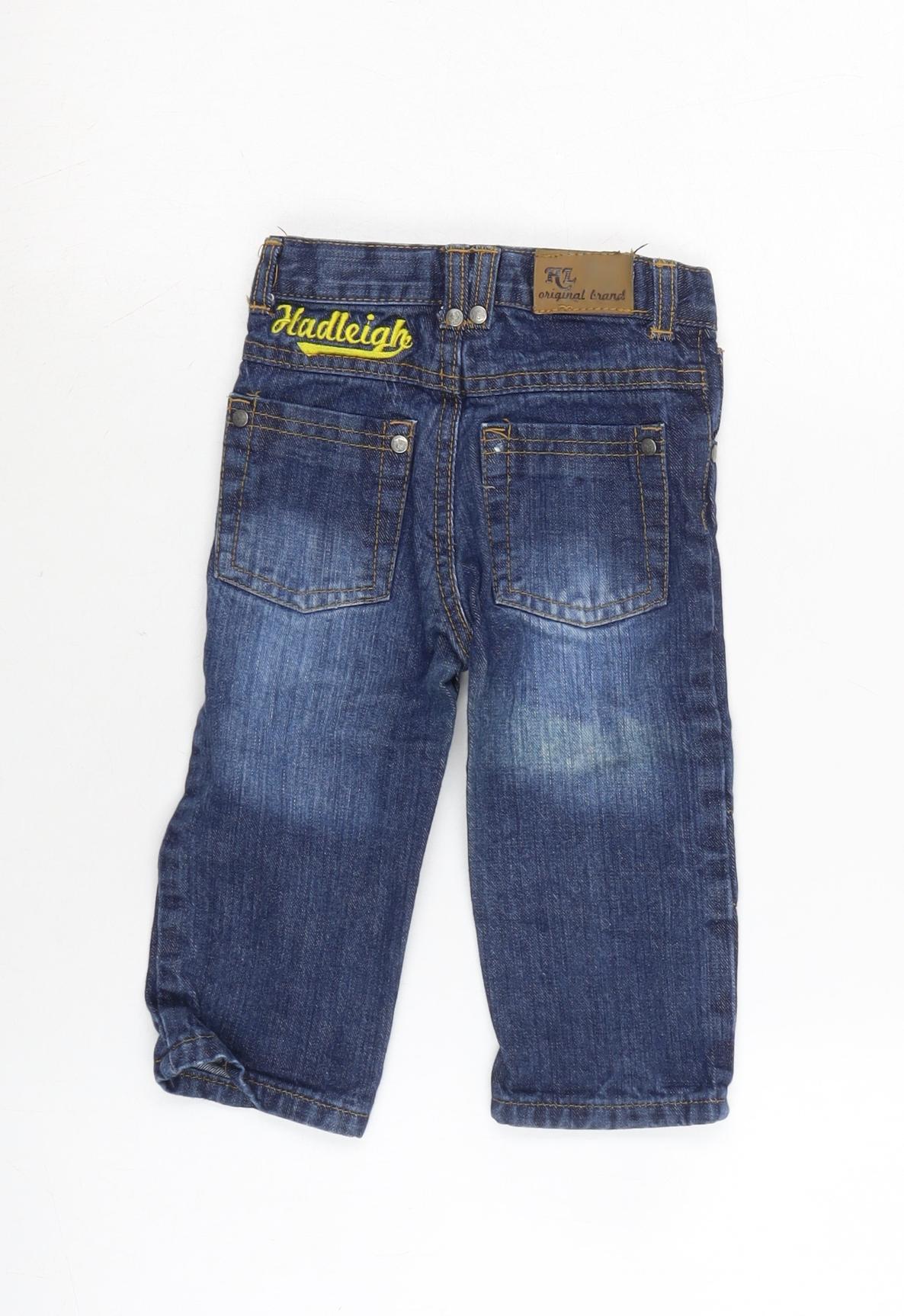 Hadleigh Boys Blue Cotton Capri Jeans Size 12-18 Months Button - Inside Leg 11in - waist 18 In.