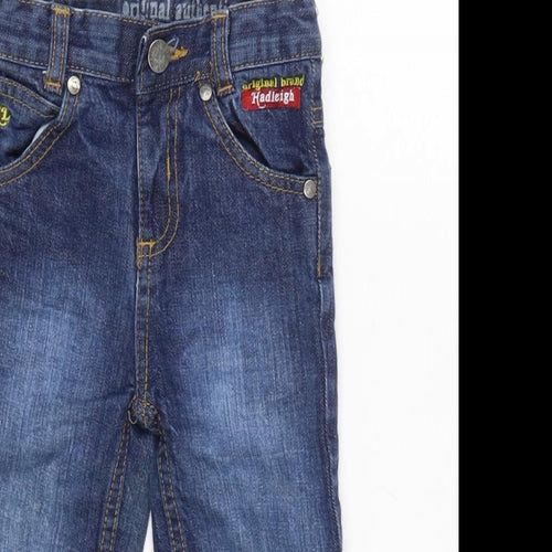 Hadleigh Boys Blue Cotton Capri Jeans Size 12-18 Months Button - Inside Leg 11in - waist 18 In.