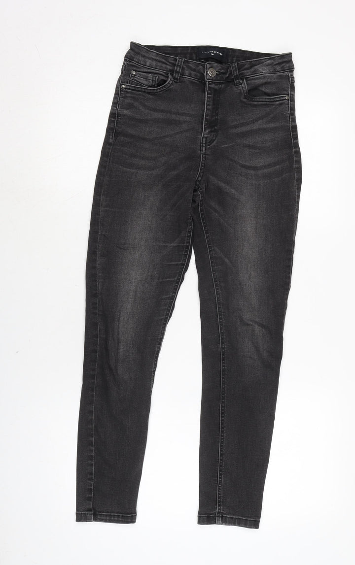 RESERVED Mens Grey Cotton Blend Tapered Jeans Size 28 in L26 in Regular Zip