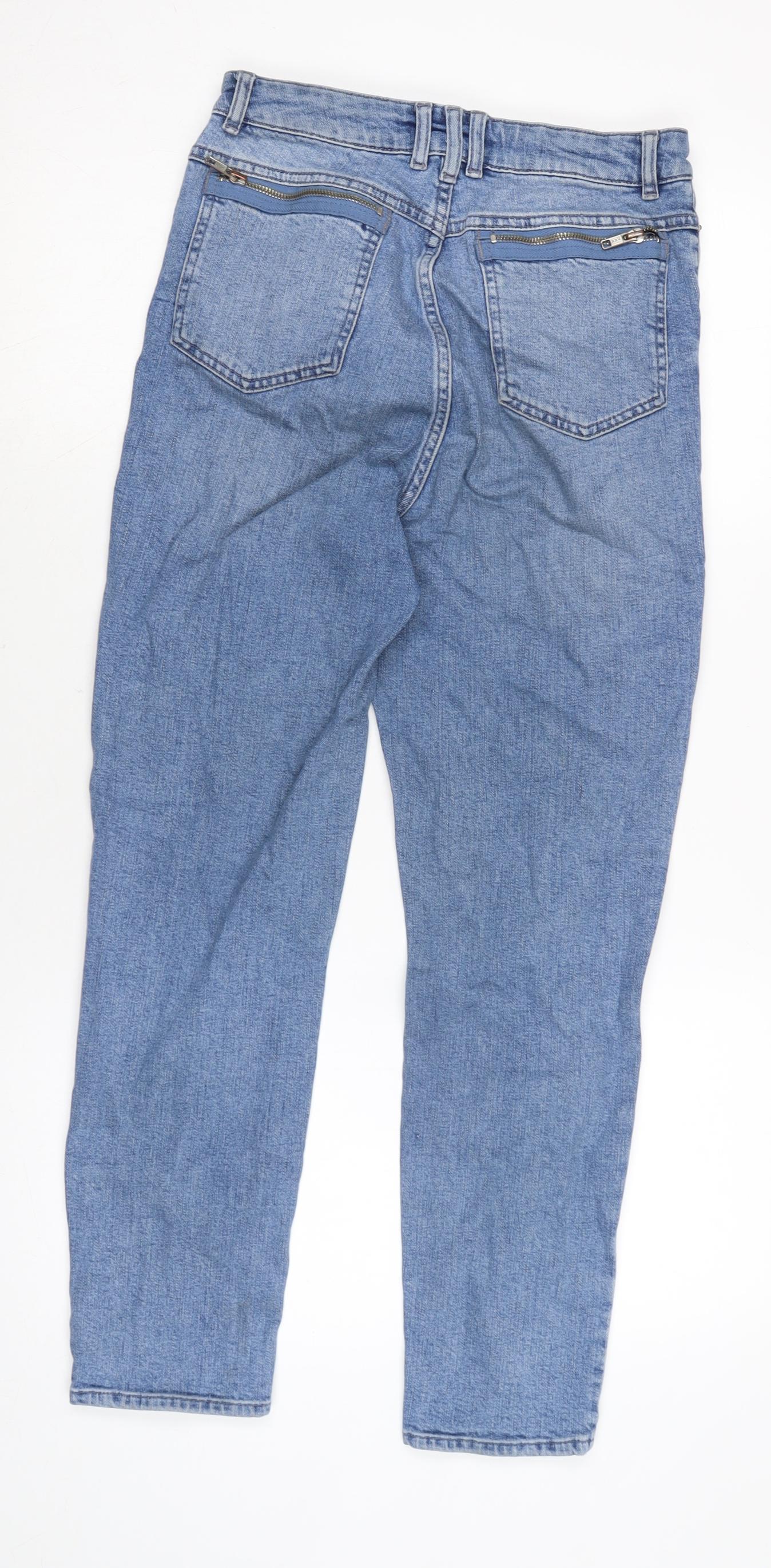 ASOS Womens Blue Cotton Blend Straight Jeans Size 26 in L25 in Regular Zip