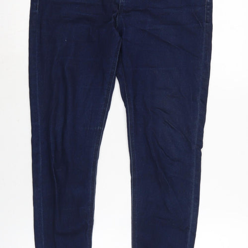 Denim & Co. Womens Blue Cotton Blend Straight Jeans Size 12 L27 in Regular Zip - Zips bottom of legs.