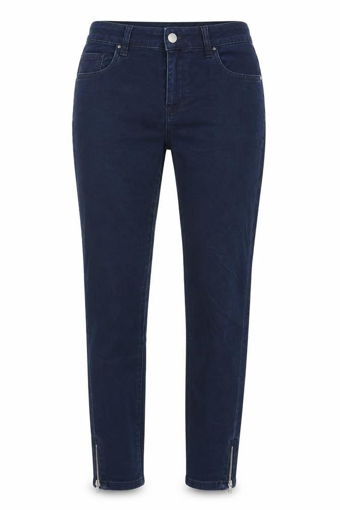Denim & Co. Womens Blue Cotton Blend Straight Jeans Size 12 L27 in Regular Zip - Zips bottom of legs.