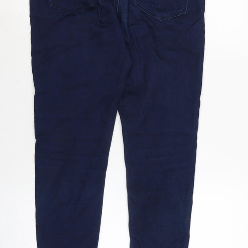 Denim & Co. Womens Blue Cotton Blend Straight Jeans Size 12 L27 in Regular Zip - Zips bottom of legs.