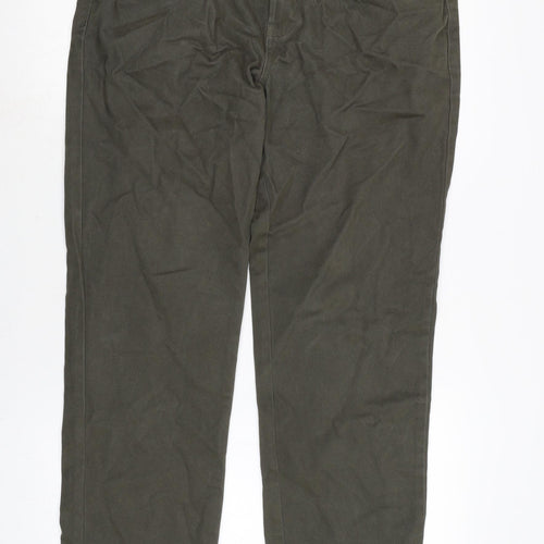 TU Mens Green Cotton Straight Jeans Size 33 in L32 in Regular Zip