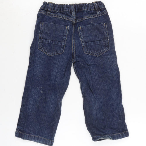 TU Girls Blue Cotton Capri Jeans Size 18-24 Months Button - Waist 18In-Inside Leg 13In.