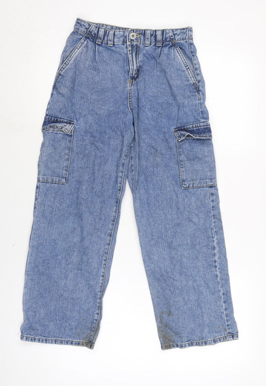 F&F Boys Blue Cotton Skinny Jeans Size 9-10 Years L24 in Regular Zip