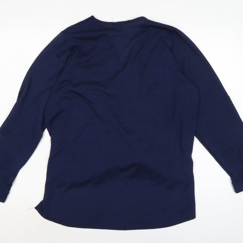 Individual Womens Blue V-Neck Polyester Pullover Jumper Size L