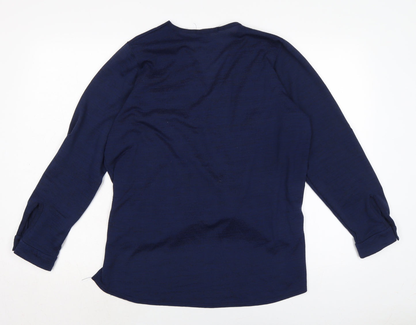 Individual Womens Blue V-Neck Polyester Pullover Jumper Size L