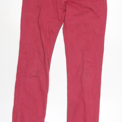 Classic Womens Red Cotton Straight Jeans Size 28 in L31.5 in Regular Zip