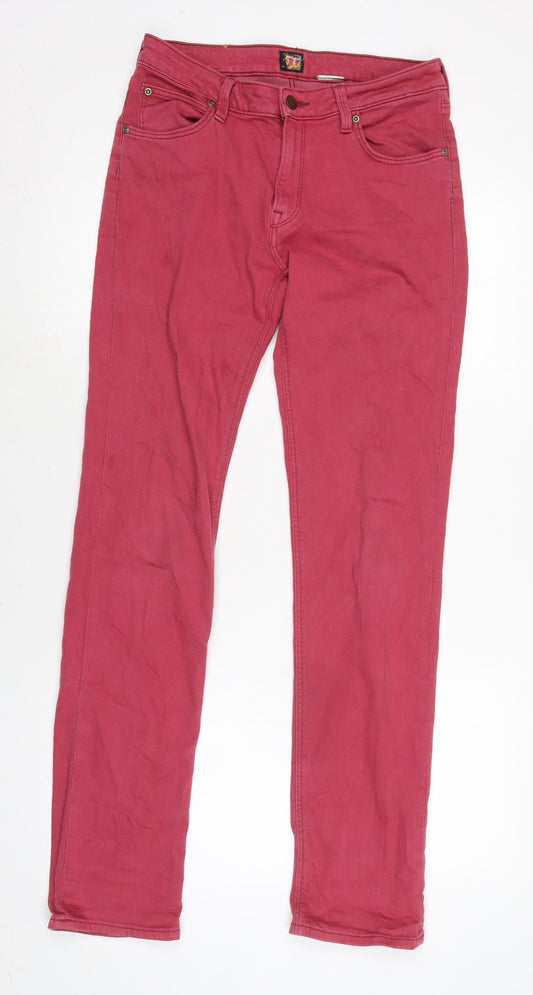 Classic Womens Red Cotton Straight Jeans Size 28 in L31.5 in Regular Zip