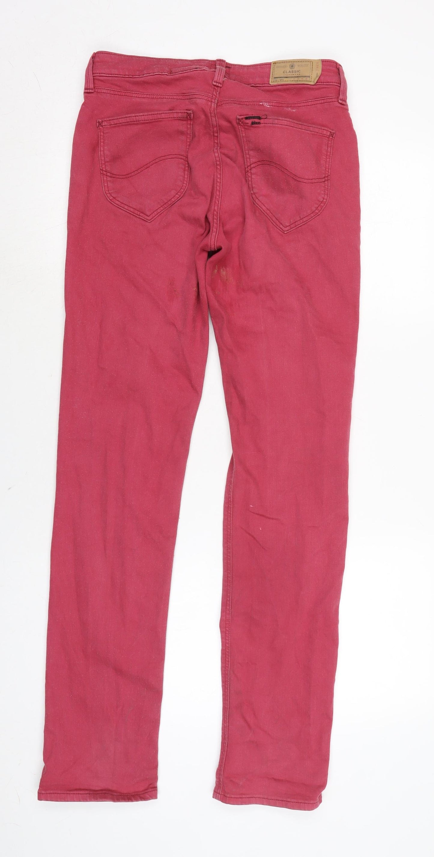 Classic Womens Red Cotton Straight Jeans Size 28 in L31.5 in Regular Zip