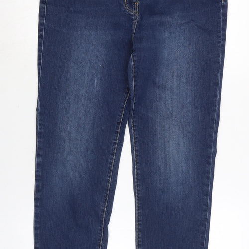 Bonmarché Womens Blue Cotton Blend Straight Jeans Size 14 L26.5 in Regular Zip