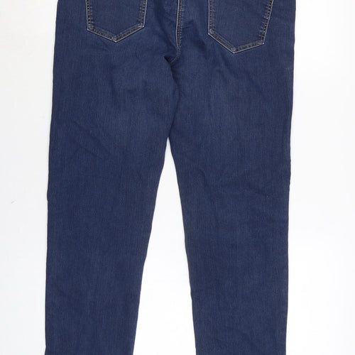 Bonmarché Womens Blue Cotton Blend Straight Jeans Size 14 L26.5 in Regular Zip