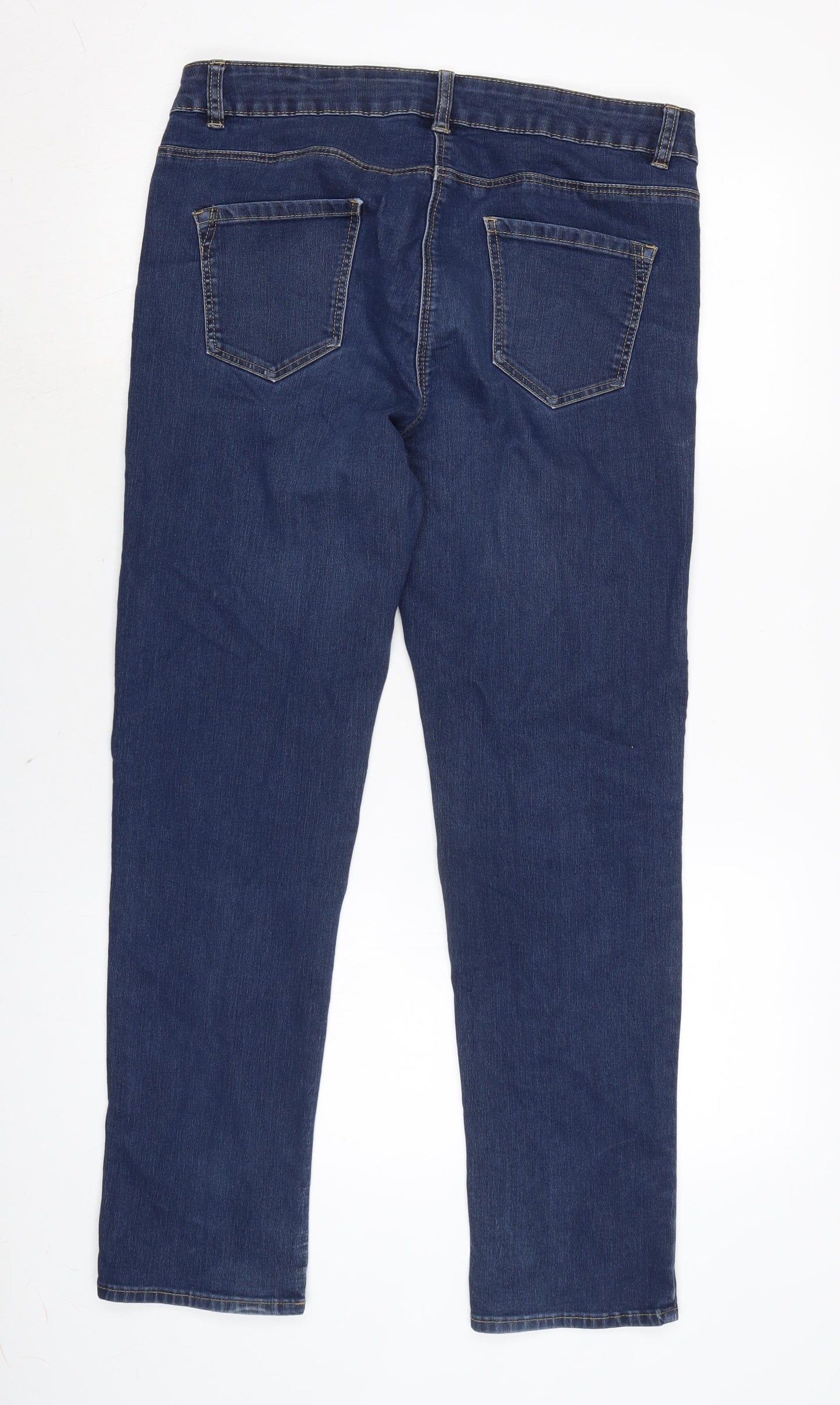 Bonmarché Womens Blue Cotton Blend Straight Jeans Size 14 L26.5 in Regular Zip