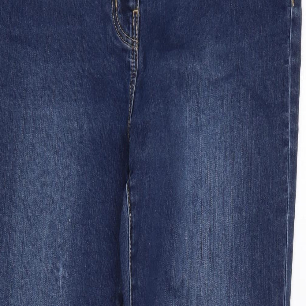 Bonmarché Womens Blue Cotton Blend Straight Jeans Size 14 L26.5 in Regular Zip