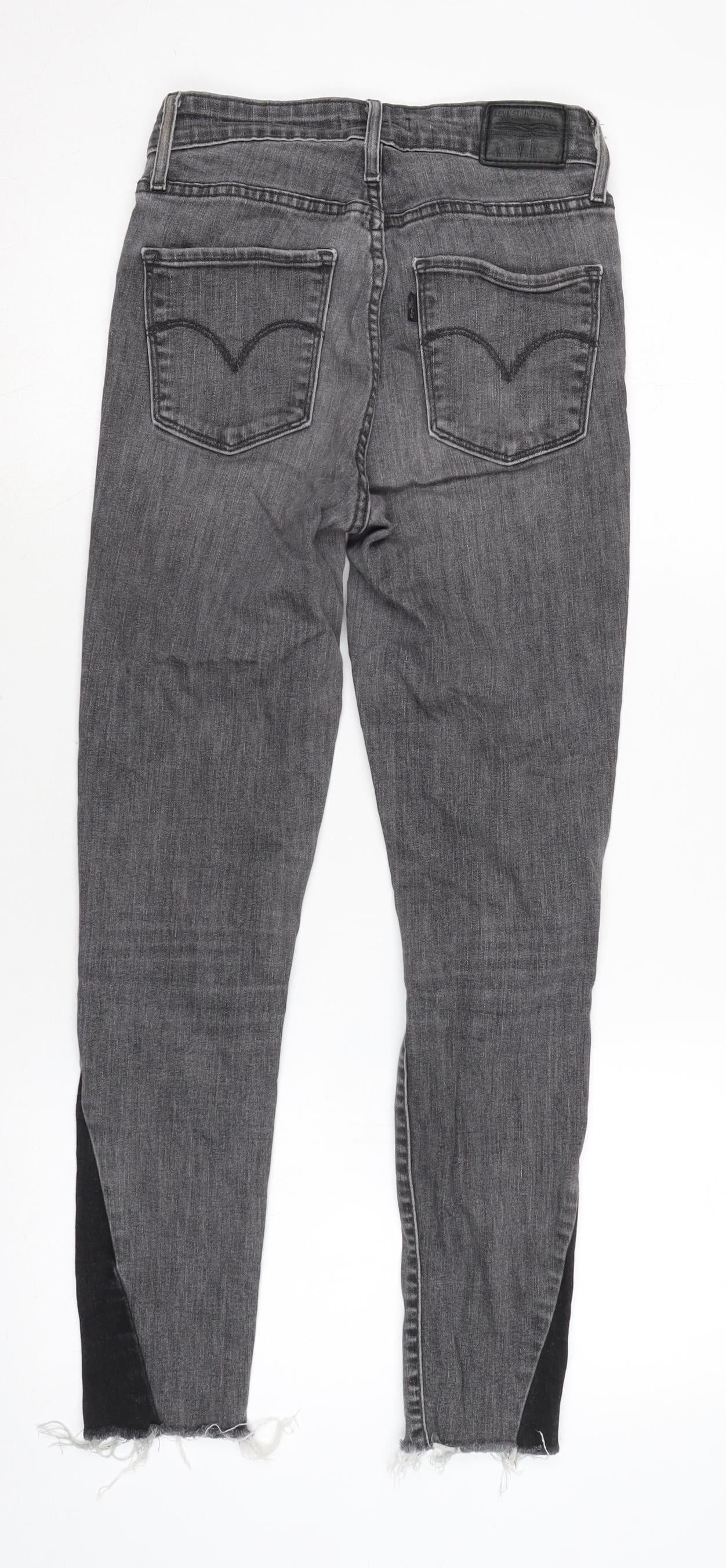 Levis Womens Grey Cotton Blend Tapered Jeans Size 24 in L26 in Regular Zip - Raw Hem