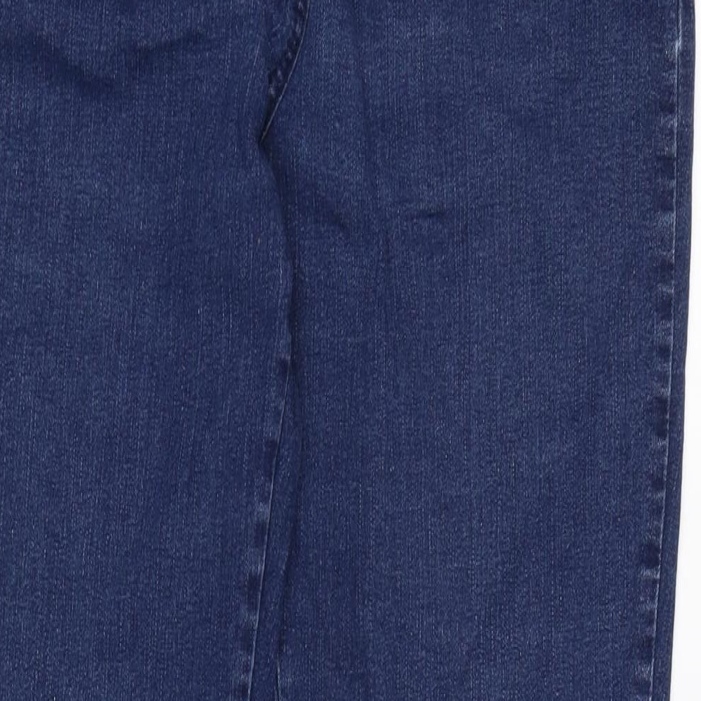 Bonmarché Womens Blue Cotton Blend Straight Jeans Size 14 L28 in Regular Zip