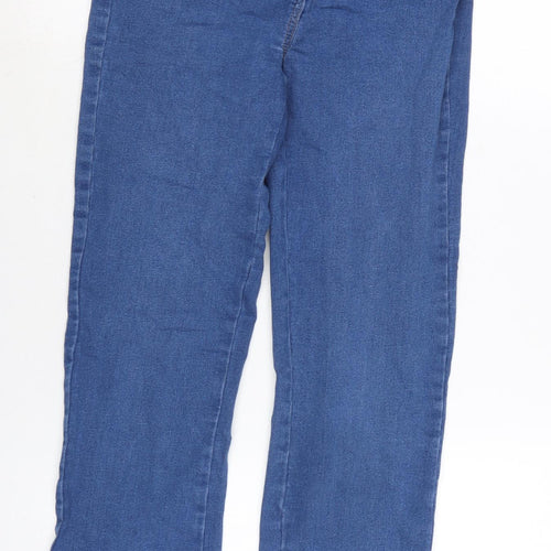 Bonmarché Womens Blue Cotton Blend Straight Jeans Size 10 L28.5 in Regular Zip - Raw Hem